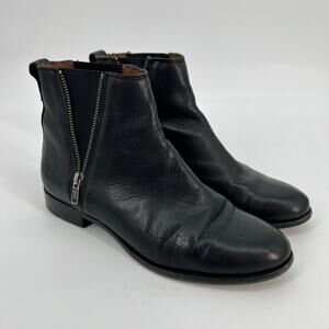 Frye Carly Zip Chelsea Ankle Boots Womens Size 10 B Black Leather Pull On Bootie